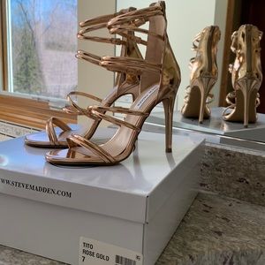 Steve Madden rose gold strappy heels